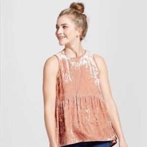 Pink crushed velvet blouse